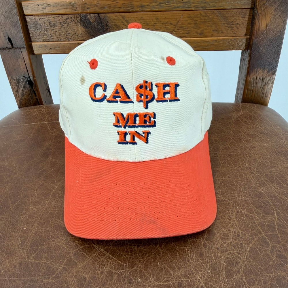 Unbranded Cash Me In Snapback Hat Unisex OSFA Orange Cream Good Vintage Style